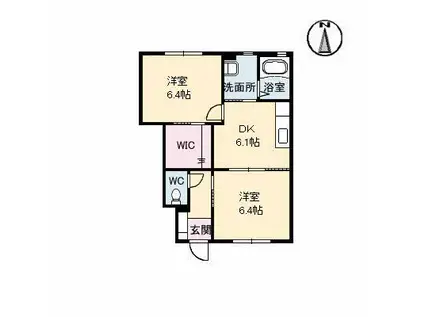 ベルデ A棟(2DK/1階)の間取り写真