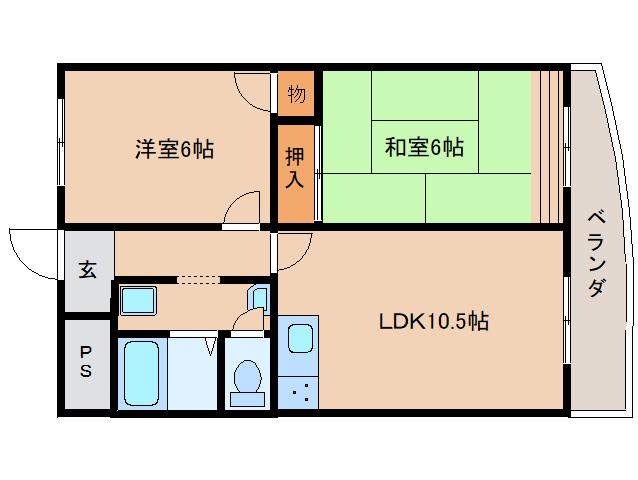 ひらいマンション(2LDK/5階)の間取り写真