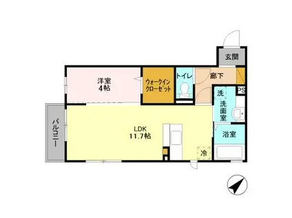 パークドオートム A(1LDK/2階)の間取り写真