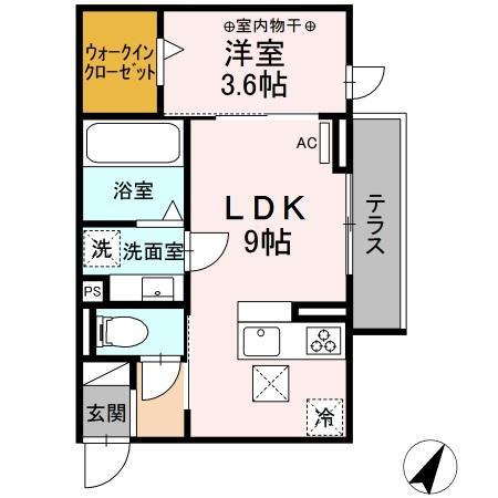 エフォート(1LDK/1階)の間取り写真