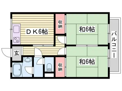 エクセレント宝殿 1号棟(2DK/1階)の間取り写真