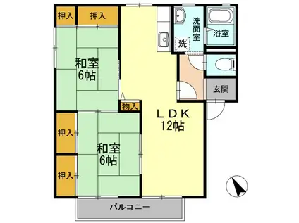 ディアス池田A(2LDK/2階)の間取り写真