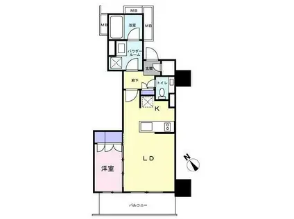 品川タワーレジデンス(1LDK/4階)の間取り写真