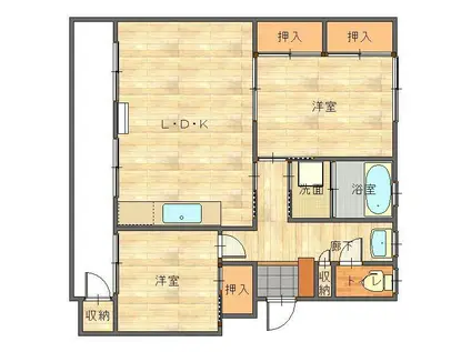 プチメゾン高屋(2LDK/2階)の間取り写真
