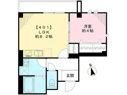 グリント(1LDK/4階)の間取り写真