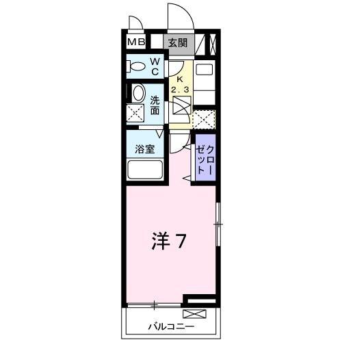 フェレスカーレ 戸頭(1K/1階)の間取り写真