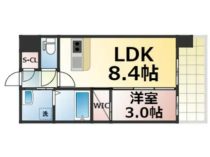 LUXE布施北III(1LDK/13階)の間取り写真