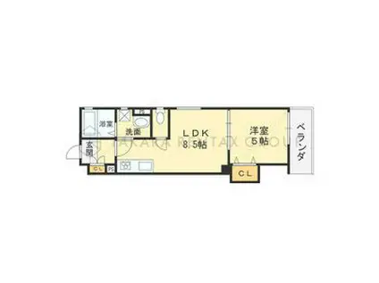 クリエオーレ郡津II(1LDK/1階)の間取り写真