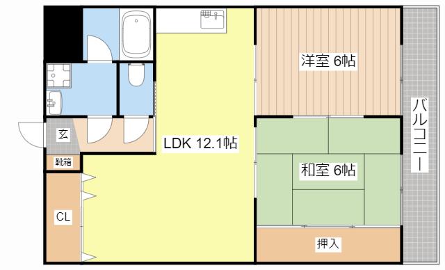 タイハイツ焼田(2LDK/3階)の間取り写真