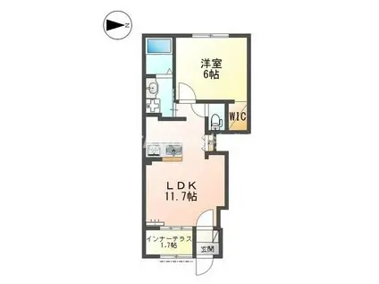 SERENATA SASAYAMA(1LDK/1階)の間取り写真