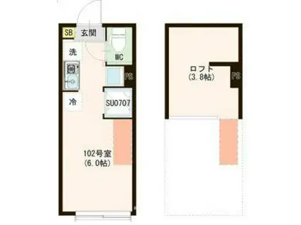 STELLA(ワンルーム/1階)の間取り写真