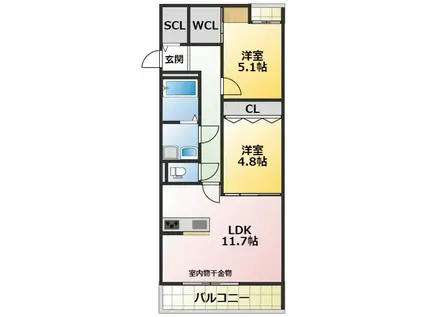 SPRING HILLS(2LDK/1階)の間取り写真