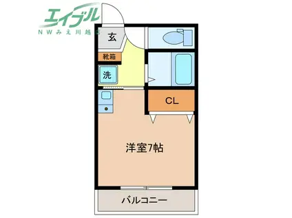 プライム富洲原(ワンルーム/3階)の間取り写真