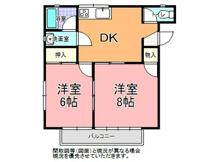 BELLA LUNA(2DK/2階)の間取り写真