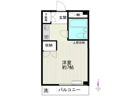 大朋ハイツ(ワンルーム/2階)の間取り写真