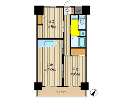 サニーレジデンス(2LDK/4階)の間取り写真