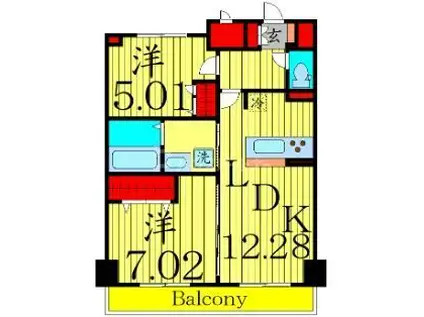GRANDE CARRO(2LDK/5階)の間取り写真