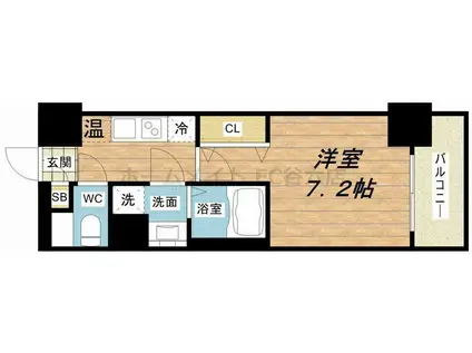 アスヴェル大阪城ウエストII(1K/9階)の間取り写真