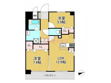 マンションR(2LDK/4階)の間取り写真