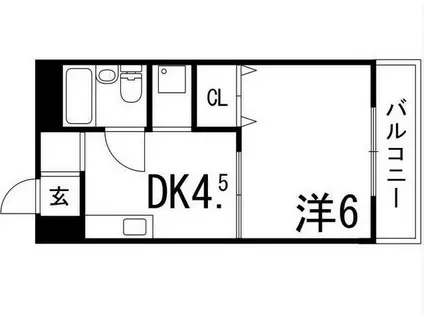 野里ハイツ(1DK/1階)の間取り写真