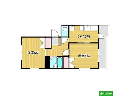 コーポきくち(2DK/4階)の間取り写真