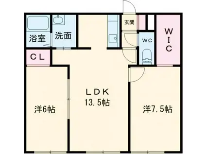 ユズDEマーブル(2LDK/2階)の間取り写真