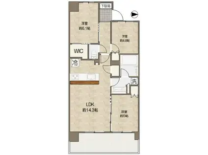 シティテラス吉祥寺南ノース棟(3LDK/2階)の間取り写真