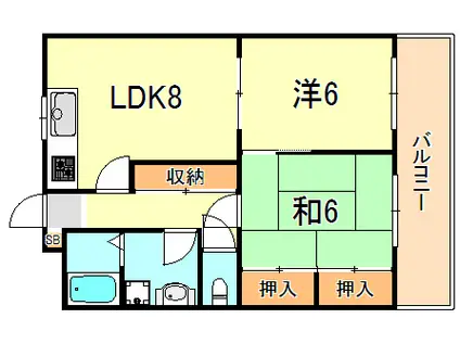 グリーンハイツ旭(2DK/2階)の間取り写真