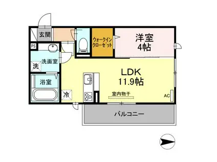 クレールオッツ谷山中央(1LDK/2階)の間取り写真