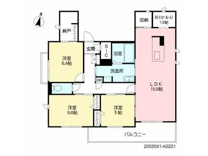 グロワール水前寺 A(3SLDK/2階)の間取り写真