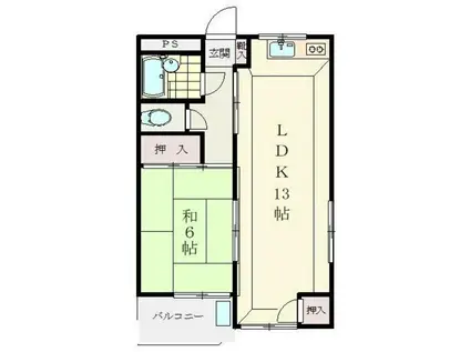 ハイツ田中(1LDK/2階)の間取り写真