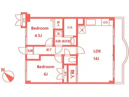 シャンテメゾン井上 6(2LDK/3階)の間取り写真