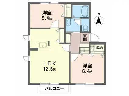 グランバリエB(2LDK/2階)の間取り写真