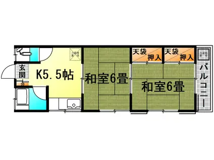 木村コーポ(2K/2階)の間取り写真