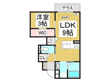 シャルール西(1LDK/1階)の間取り写真