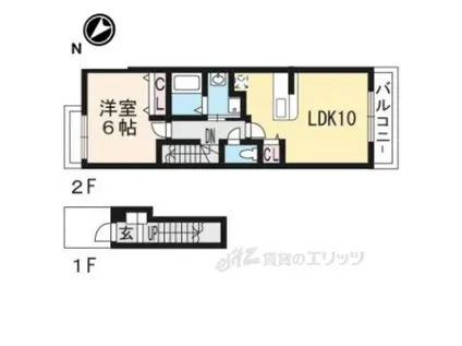 プラシード(1LDK/2階)の間取り写真