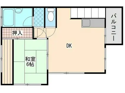 和田荘(1DK/2階)の間取り写真