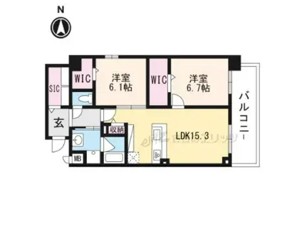 クレッシェンドV(2LDK/3階)の間取り写真