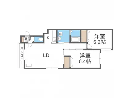 ポコ・ア・ポコ(2LDK/2階)の間取り写真