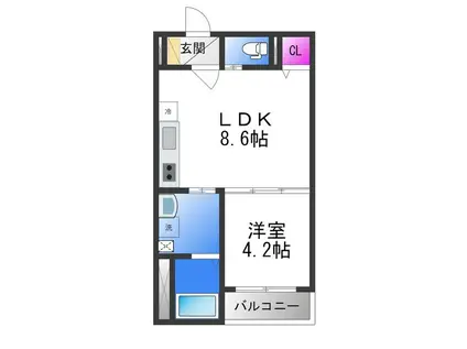 GRANDIR WOODS(1LDK/1階)の間取り写真