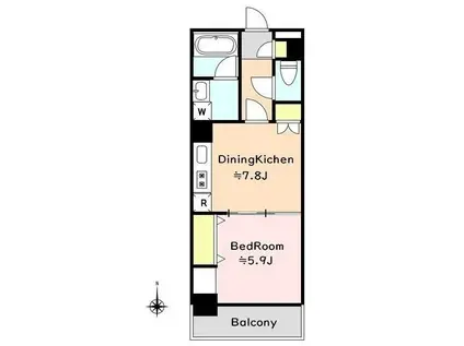 ルナ・パレス(1DK/1階)の間取り写真