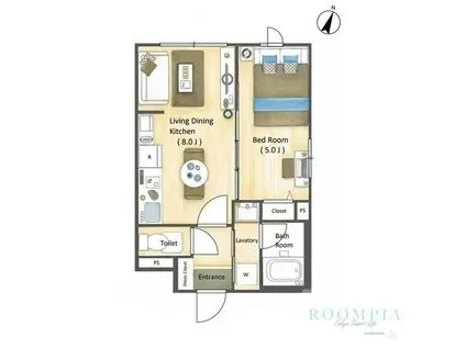 LA DOUCEUR戸越銀座(1LDK/2階)の間取り写真