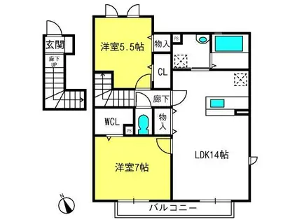 メゾンエスポワールV(2LDK/2階)の間取り写真