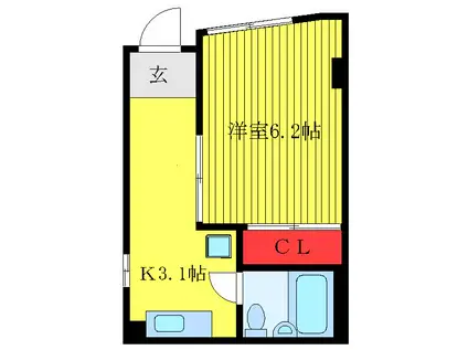 NO.6タキシマ(1K/1階)の間取り写真