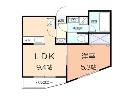 さかなや2(1LDK/2階)の間取り写真