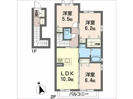 シャーメゾンショコラ(3LDK/2階)の間取り写真