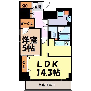 セイワパレス丸の内駅前(1LDK/13階)の間取り写真