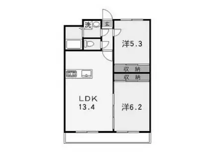 リバーサイド兼田(2LDK/3階)の間取り写真