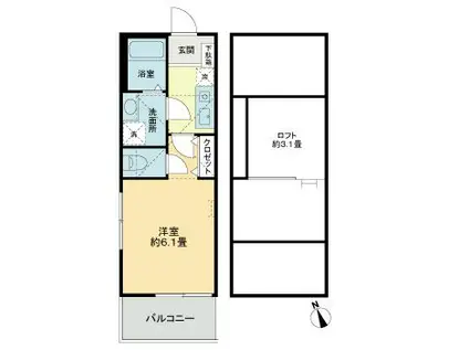 SKY飛田給(1K/2階)の間取り写真