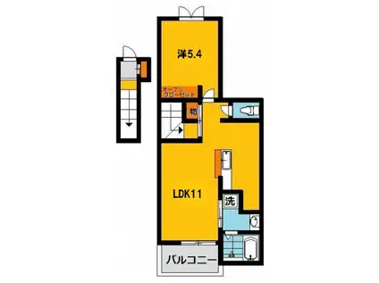 サニーフラットA(1LDK/2階)の間取り写真